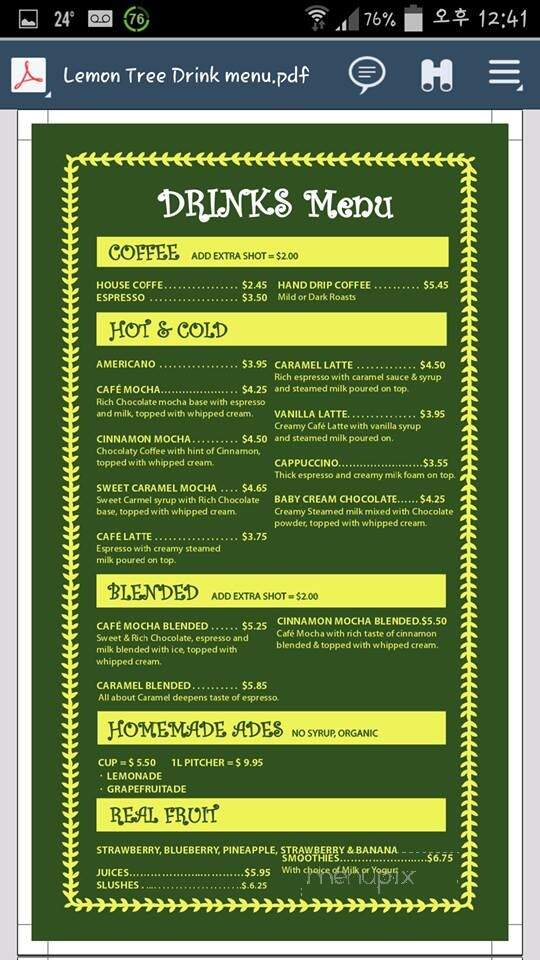 Cafe LemonTree - Winnipeg, MB menu_pic