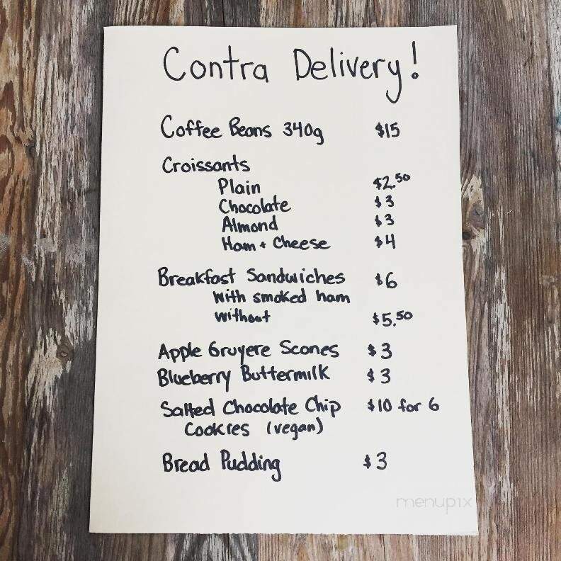 Contra Cafe - Toronto, ON menu_pic
