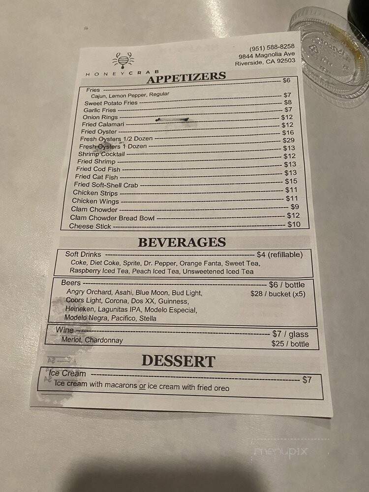 Honey Crab - Riverside, CA menu_pic