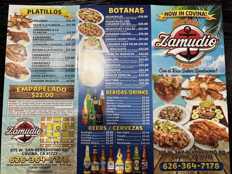 Mariscos Zamudio - Covina, CA menu_pic