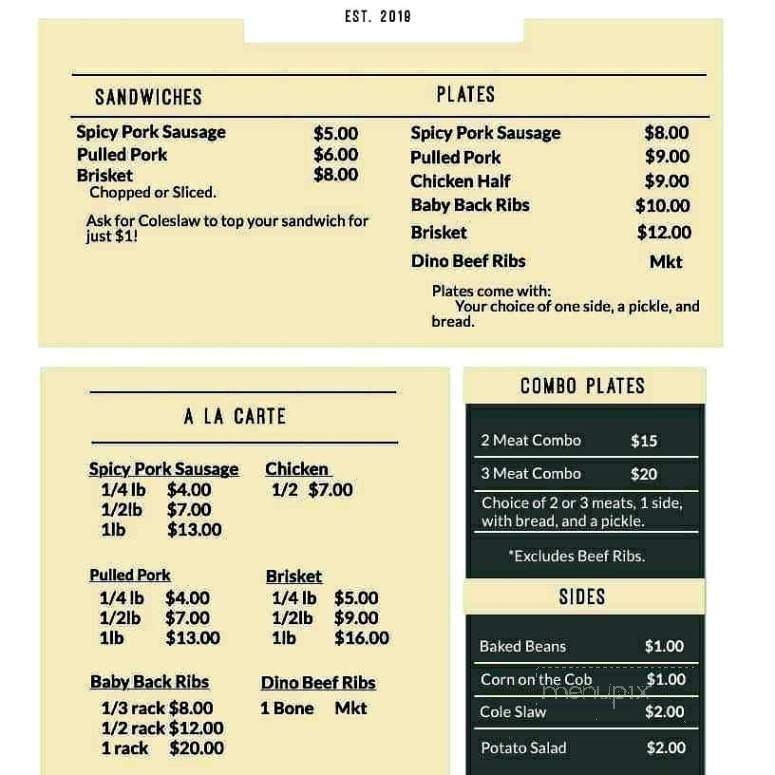 Boobadoo BBQ - Dallas, GA menu_pic