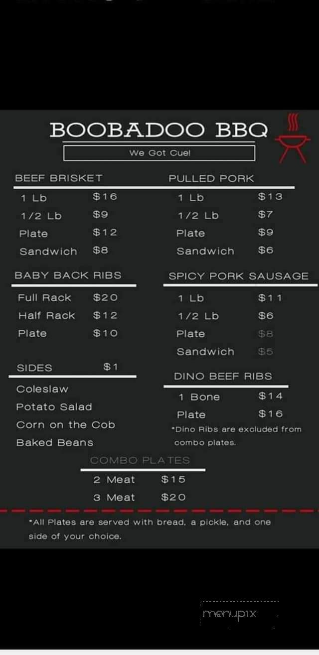 Boobadoo BBQ - Dallas, GA menu_pic