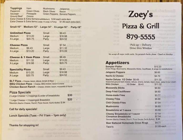 Zoey's Pizza - Pinconning, MI
