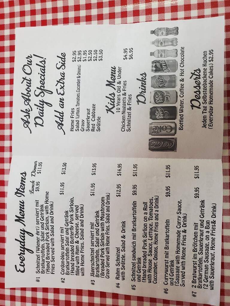 Sabine's German Bistro - New Boston, TX menu_pic