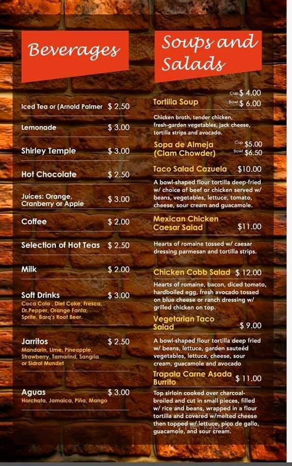 Trapala Restaurant 2 - Hubbard, OR menu_pic