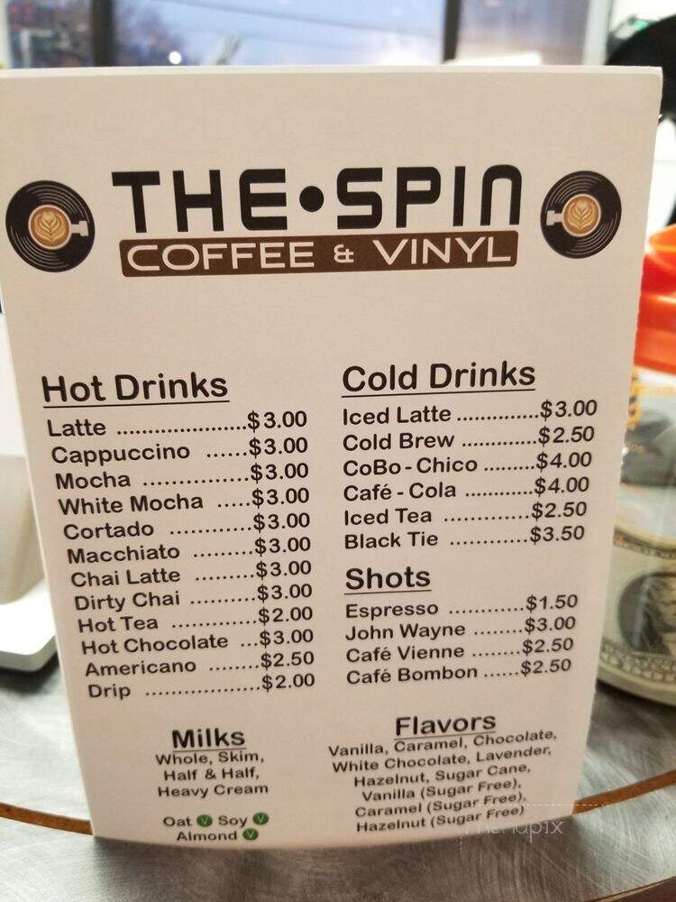 The Spin Coffee and Vinyl - Dallas, TX menu_pic