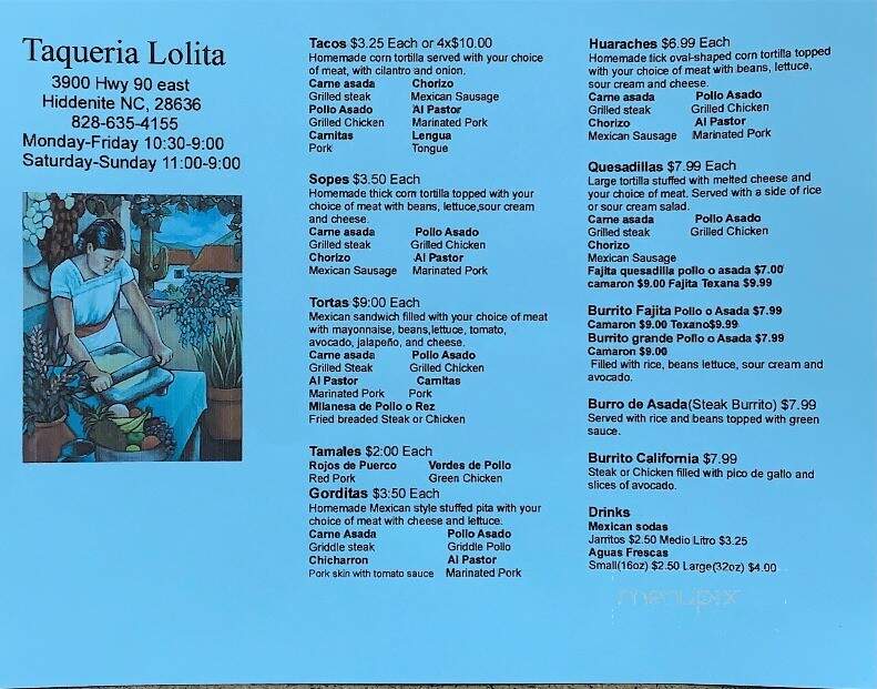 Taqueria Lolita - Hiddenite, NC menu_pic