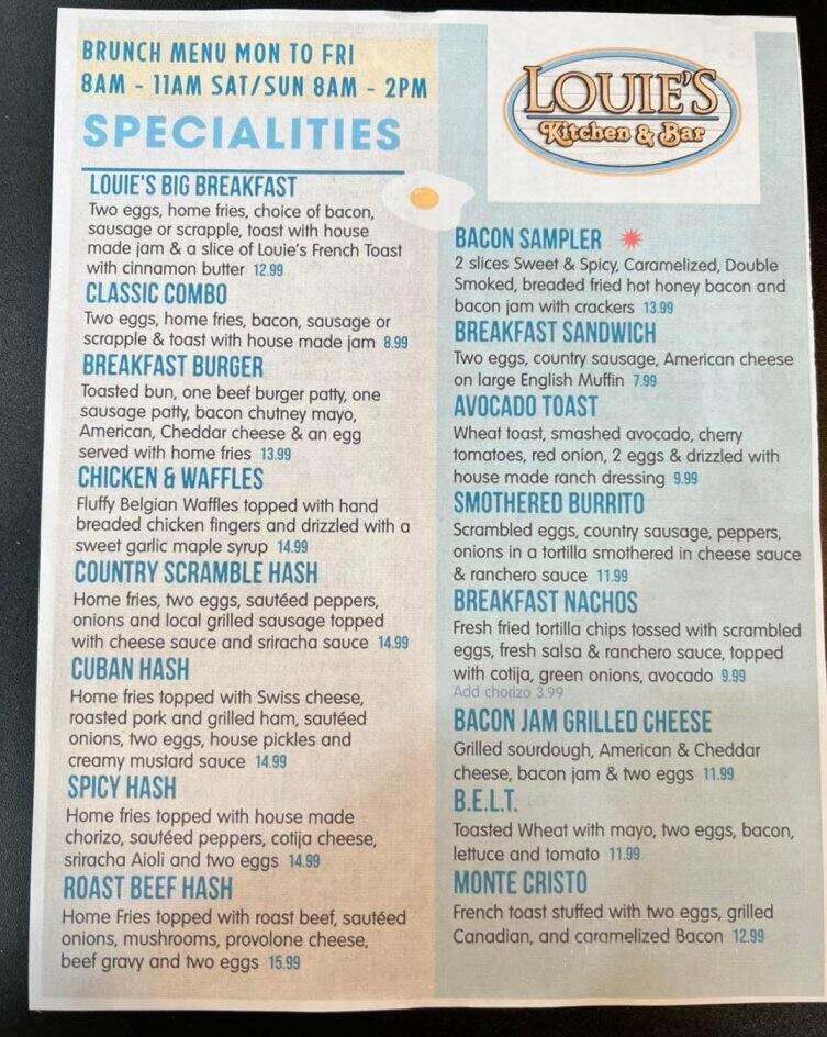 Louie's Kitchen and Bar - Reading, PA menu_pic