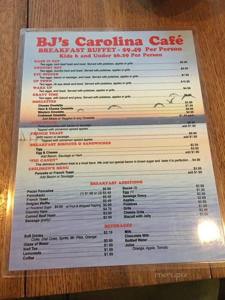 B J's Carolina Cafe - Jarvisburg, NC menu_pic