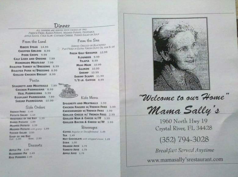 Mama Sally's - Crystal River, FL menu_pic