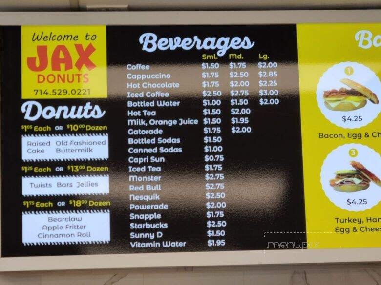 Jax Donut House - Brea, CA menu_pic