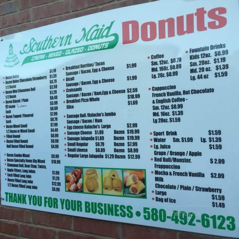 Southern Maid Donut Shop - Elgin, OK menu_pic