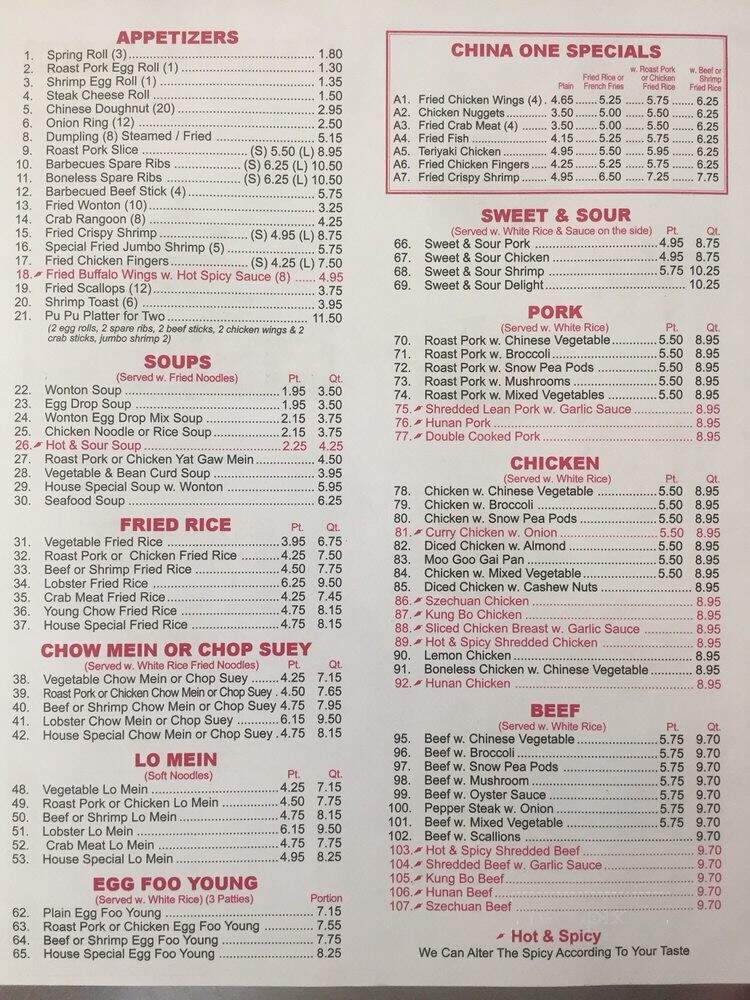 China One Restaurant - Fort Myers, FL menu_pic