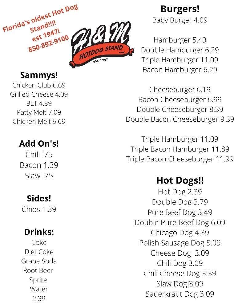 H & M Hot Dogs - Defuniak Springs, FL menu_pic