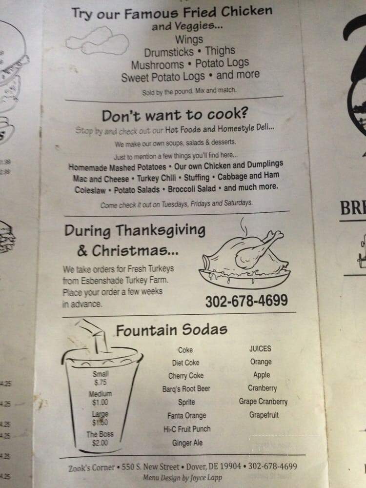 Zook's Corner - Dover, DE menu_pic