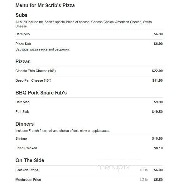 Mr Scrib's Pizza - Muskegon, MI menu_pic