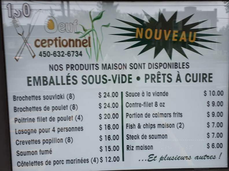 Oeuf Xceptionnel - Saint-Constant, QC menu_pic