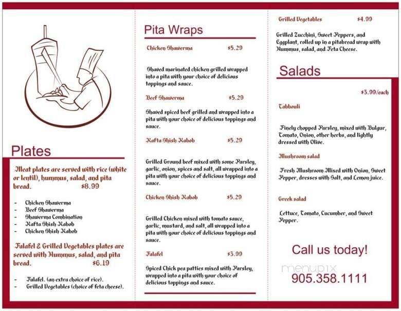 Sahara Restaurant - Niagara Falls, ON menu_pic