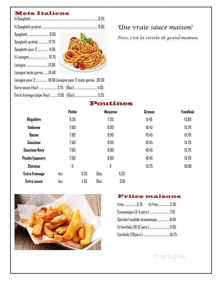 Cantine Therese (1997) Inc - Saint-Jacques, QC menu_pic