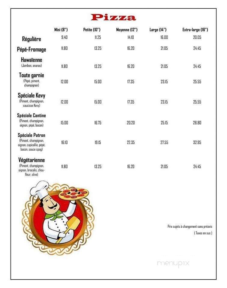 Cantine Therese (1997) Inc - Saint-Jacques, QC menu_pic