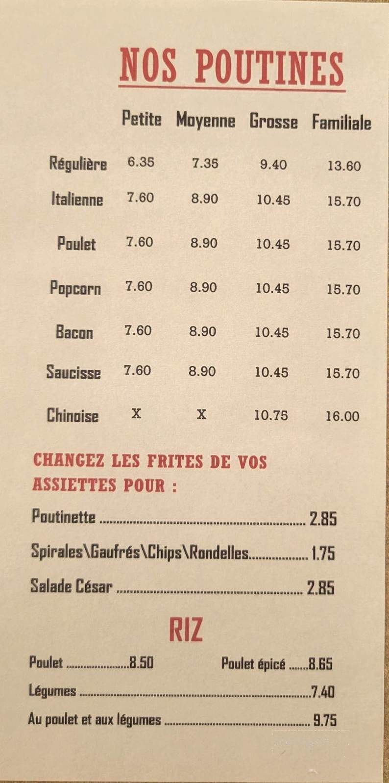 Cantine Therese (1997) Inc - Saint-Jacques, QC menu_pic
