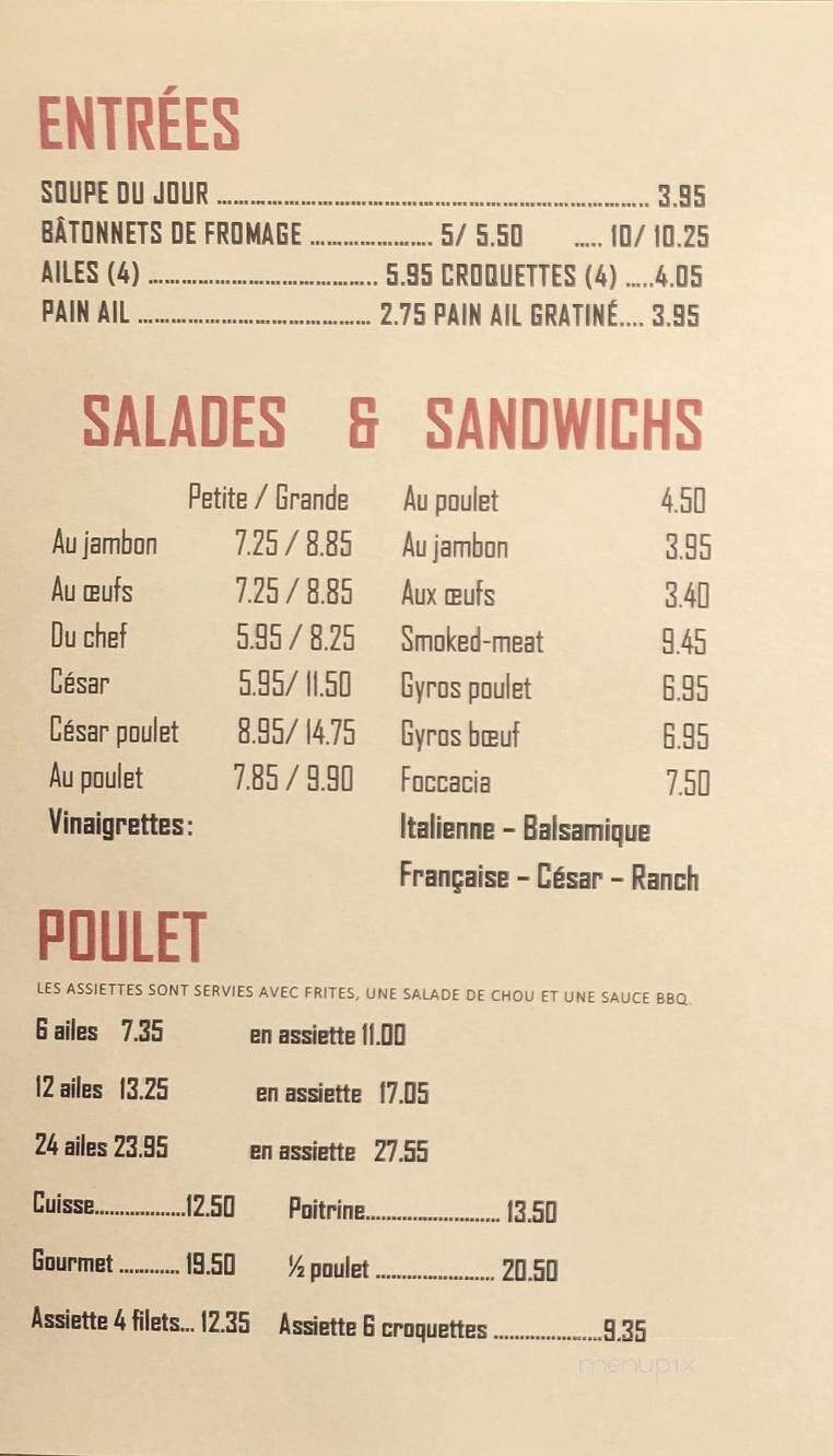 Cantine Therese (1997) Inc - Saint-Jacques, QC menu_pic