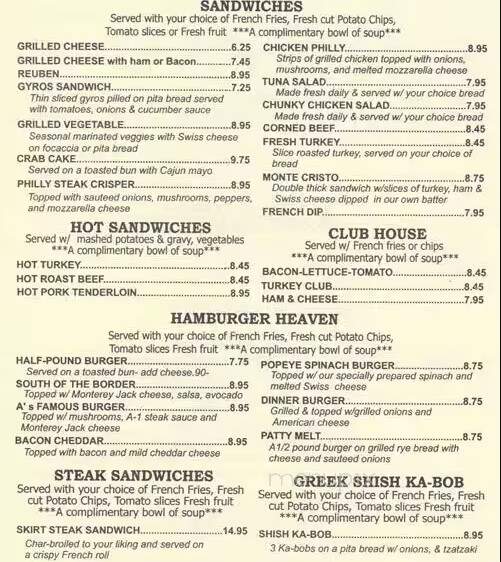 A's Restaurant & Pancake House - Chicago, IL menu_pic