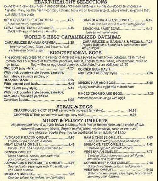 A's Restaurant & Pancake House - Chicago, IL menu_pic