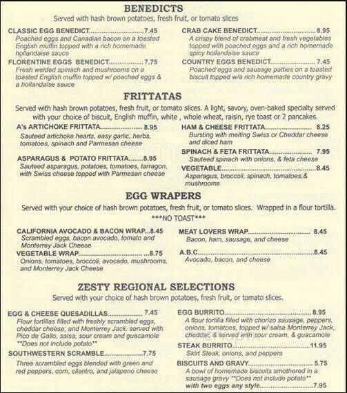 A's Restaurant & Pancake House - Chicago, IL menu_pic