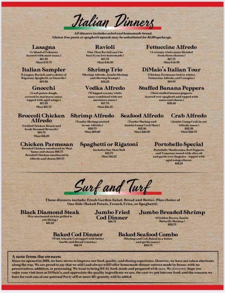 Di Maio Ristorante - Rural Valley, PA menu_pic