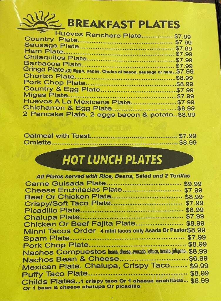 Gramma Texas Mexican Restaurant - Poteet, TX menu_pic