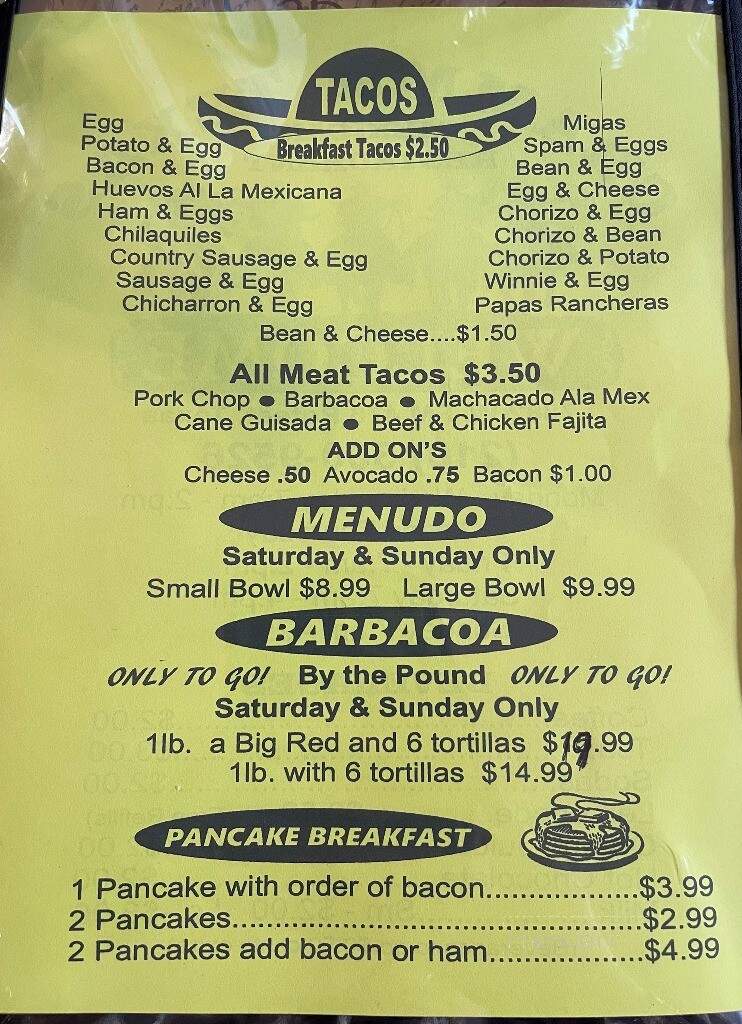 Gramma Texas Mexican Restaurant - Poteet, TX menu_pic