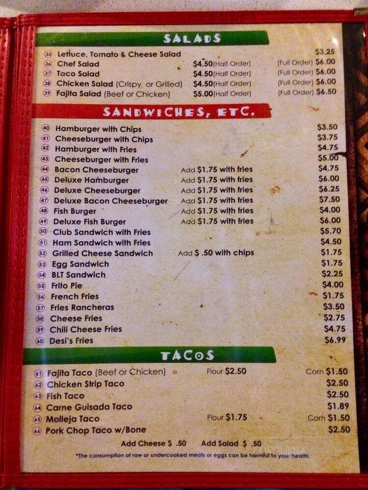 Yomi's Restaurant - Batesville, TX menu_pic