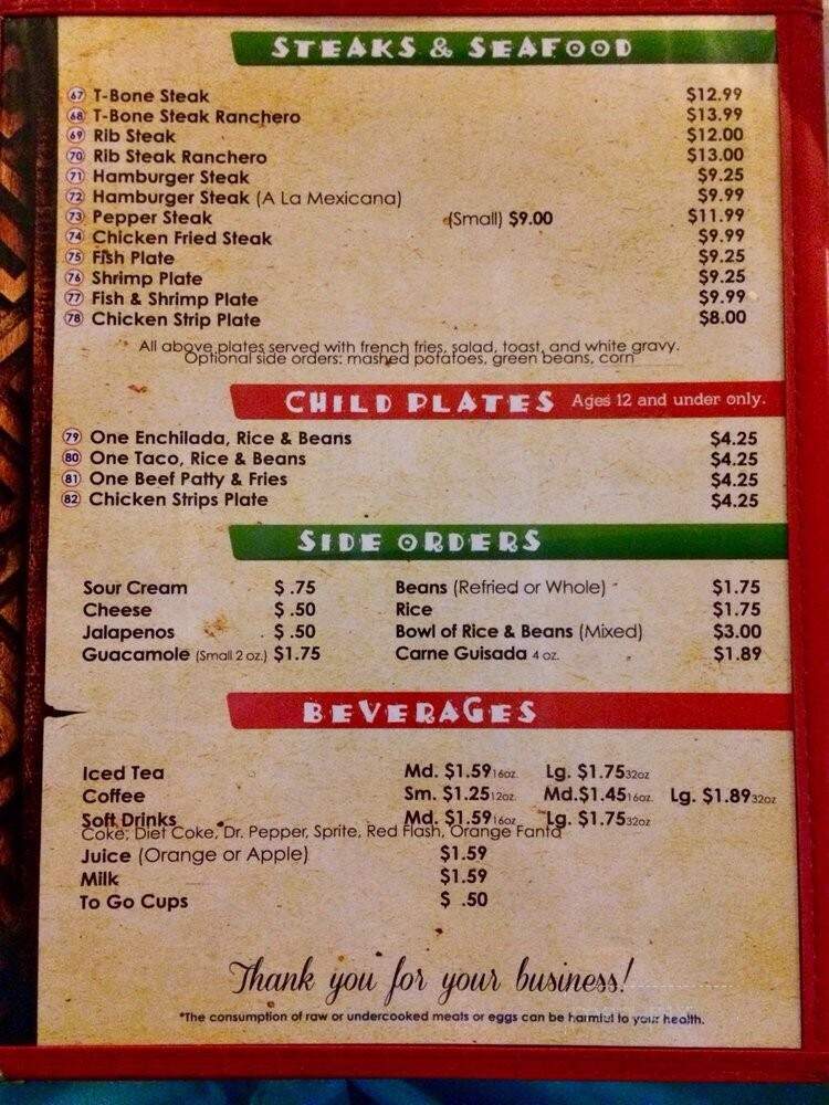 Yomi's Restaurant - Batesville, TX menu_pic