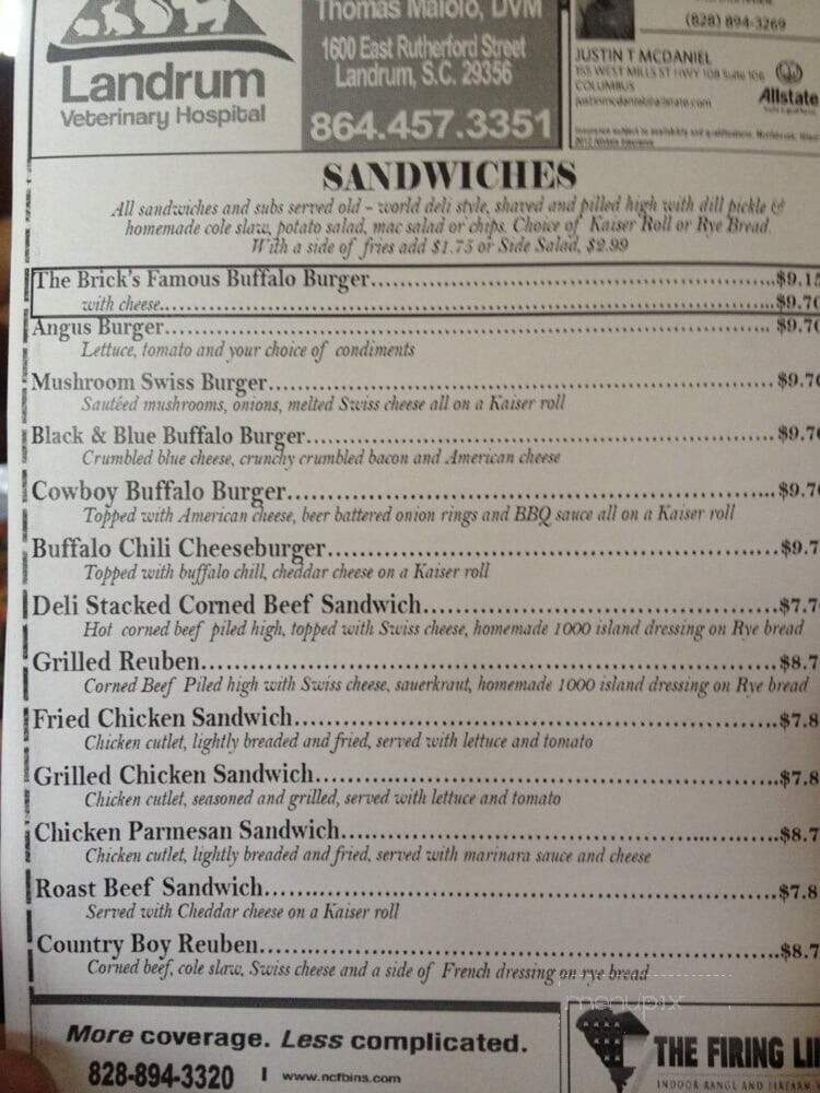 The Brick Pizzeria Cafe - Columbus, NC menu_pic