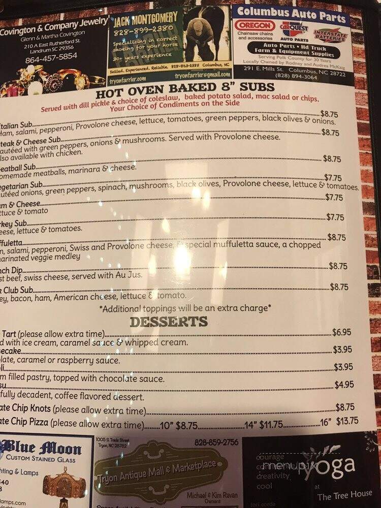 The Brick Pizzeria Cafe - Columbus, NC menu_pic