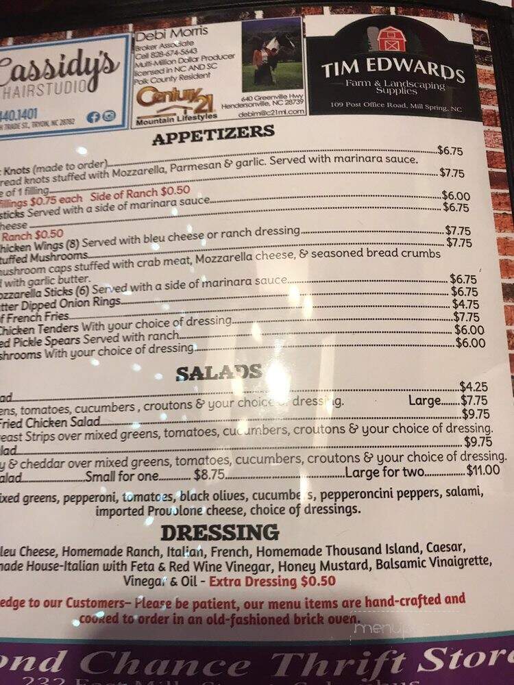 The Brick Pizzeria Cafe - Columbus, NC menu_pic