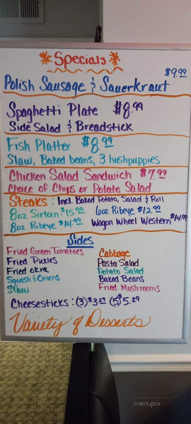 Wagon Wheel Cafe - Beaver Dam, KY menu_pic
