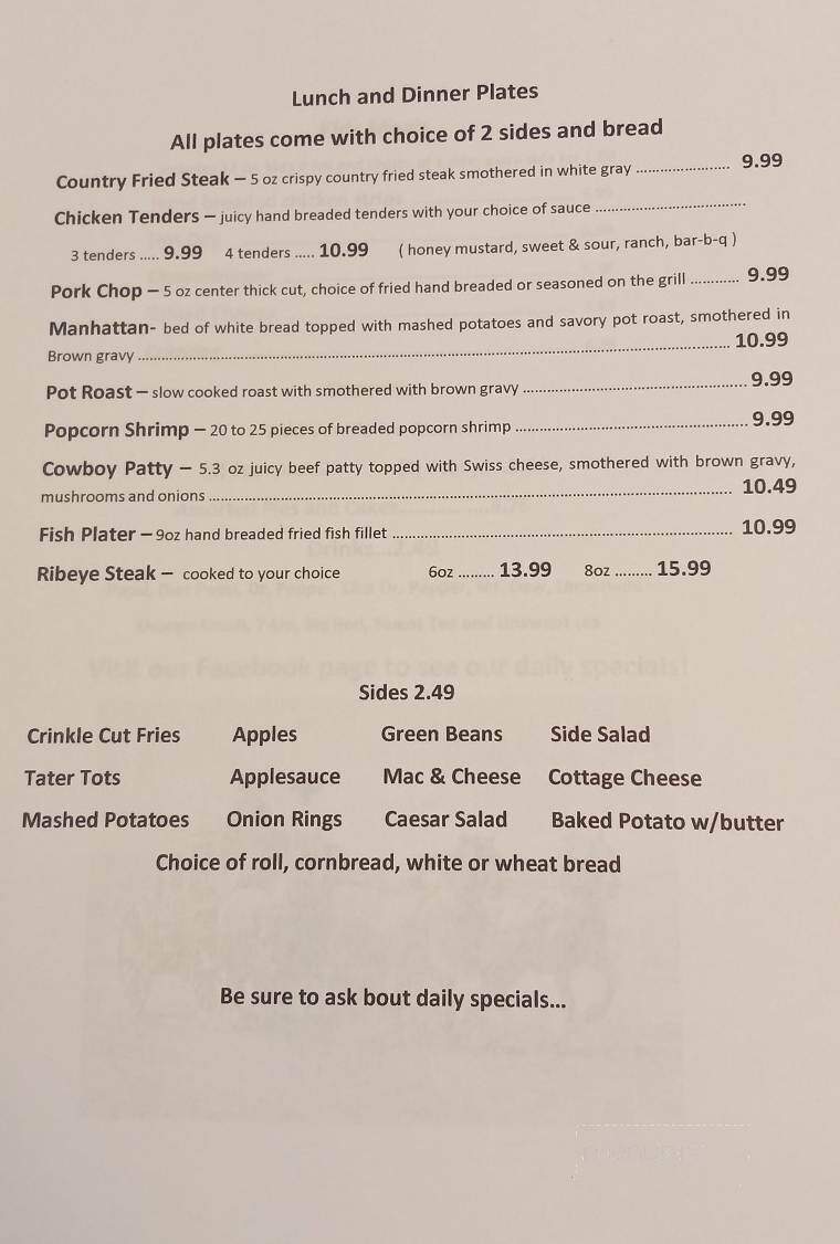 Wagon Wheel Cafe - Beaver Dam, KY menu_pic