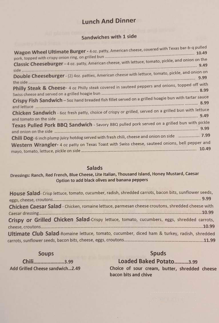 Wagon Wheel Cafe - Beaver Dam, KY menu_pic