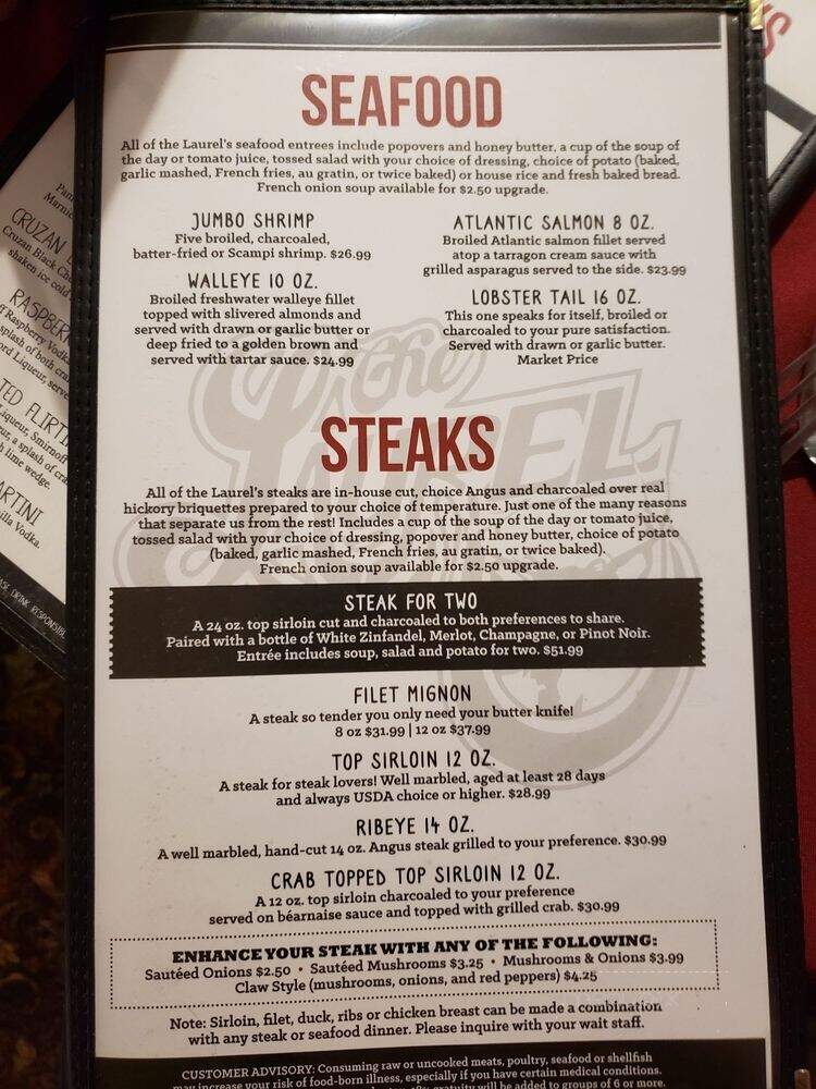 Laurel Supper Club - New Richmond, WI menu_pic
