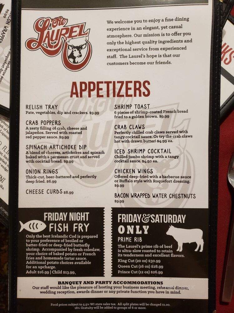 Laurel Supper Club - New Richmond, WI menu_pic