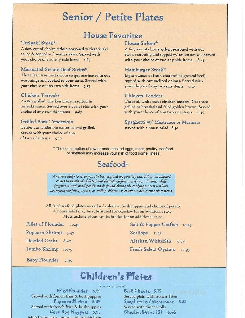 Southern Family Restaurant - Pfafftown, NC menu_pic
