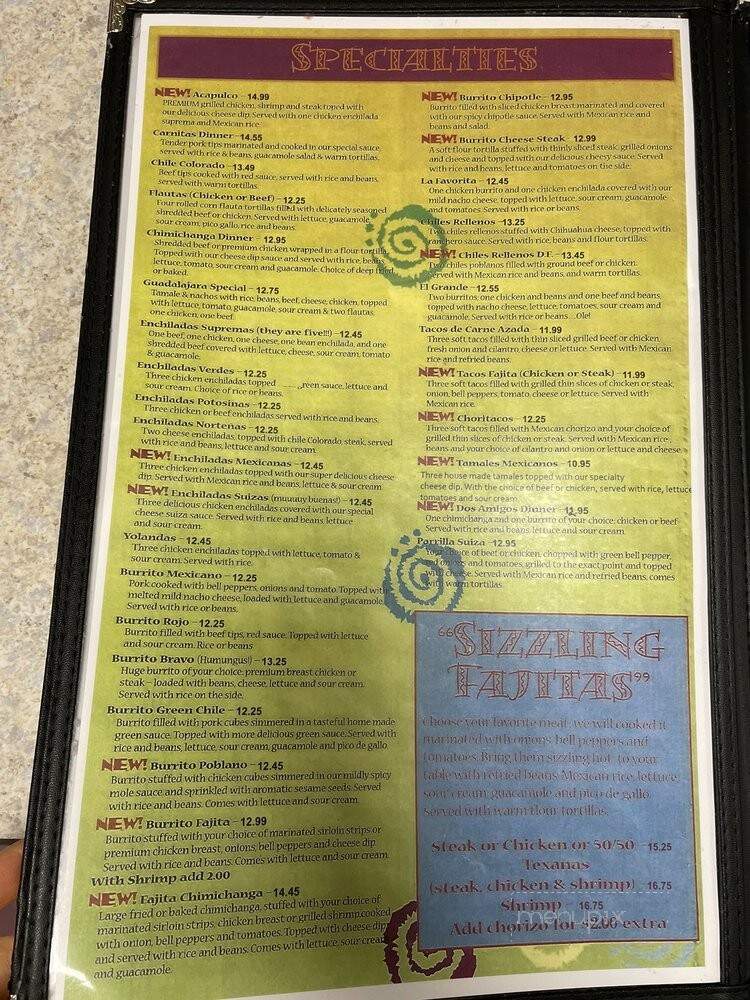 Dos Reales Mexican Restaurant - Champaign, IL menu_pic