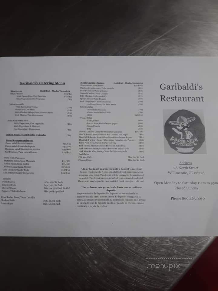 Garibaldi's Restaurant - Willimantic, CT menu_pic