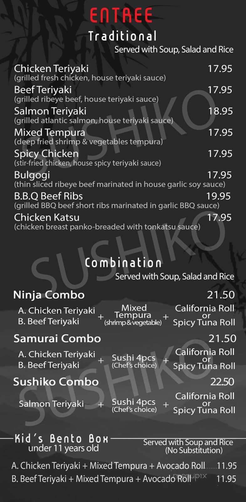 Sushiko - Rohnert Park, CA menu_pic