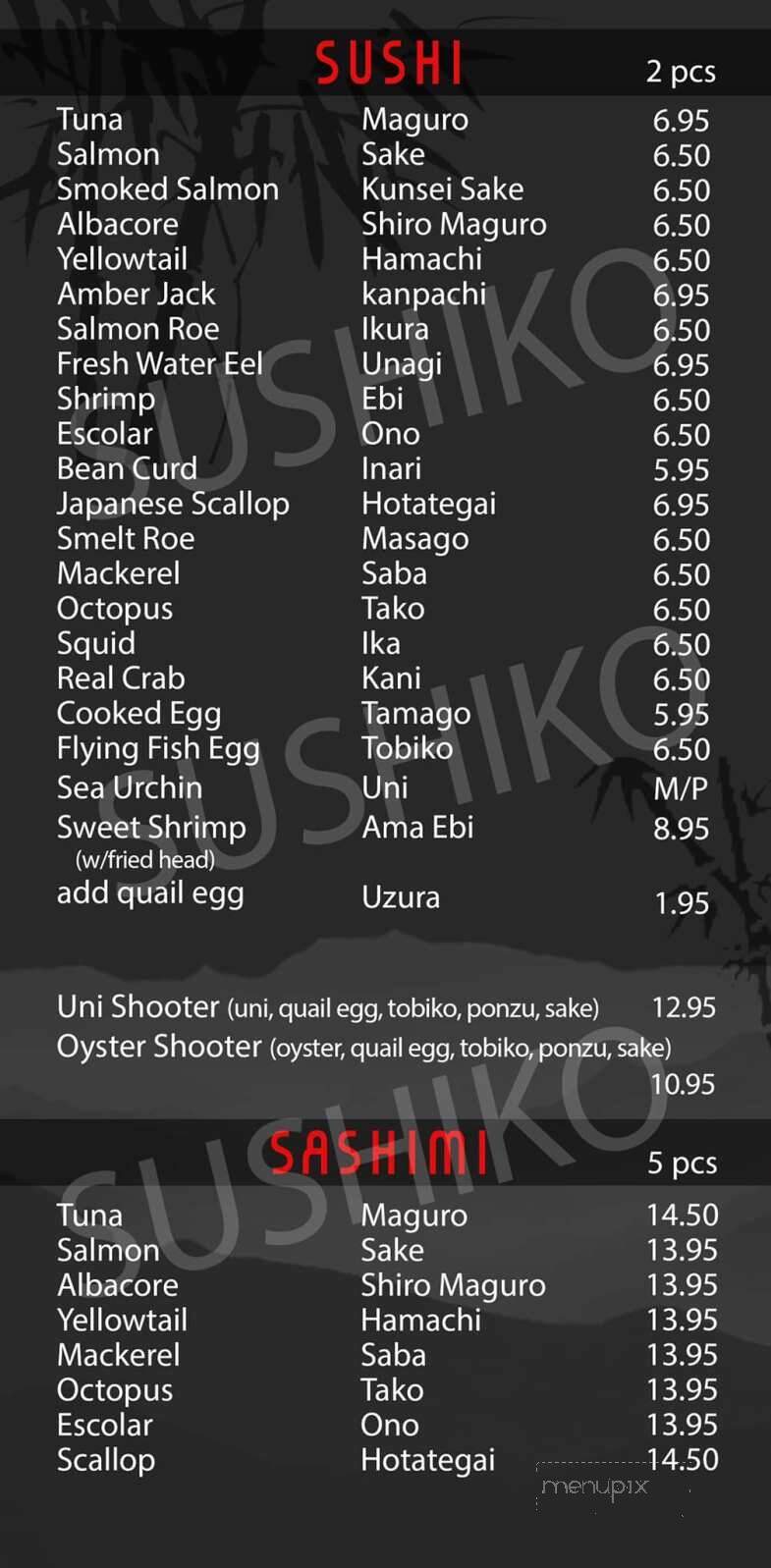 Sushiko - Rohnert Park, CA menu_pic