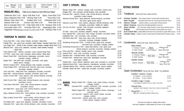 Sushiko - Rohnert Park, CA menu_pic