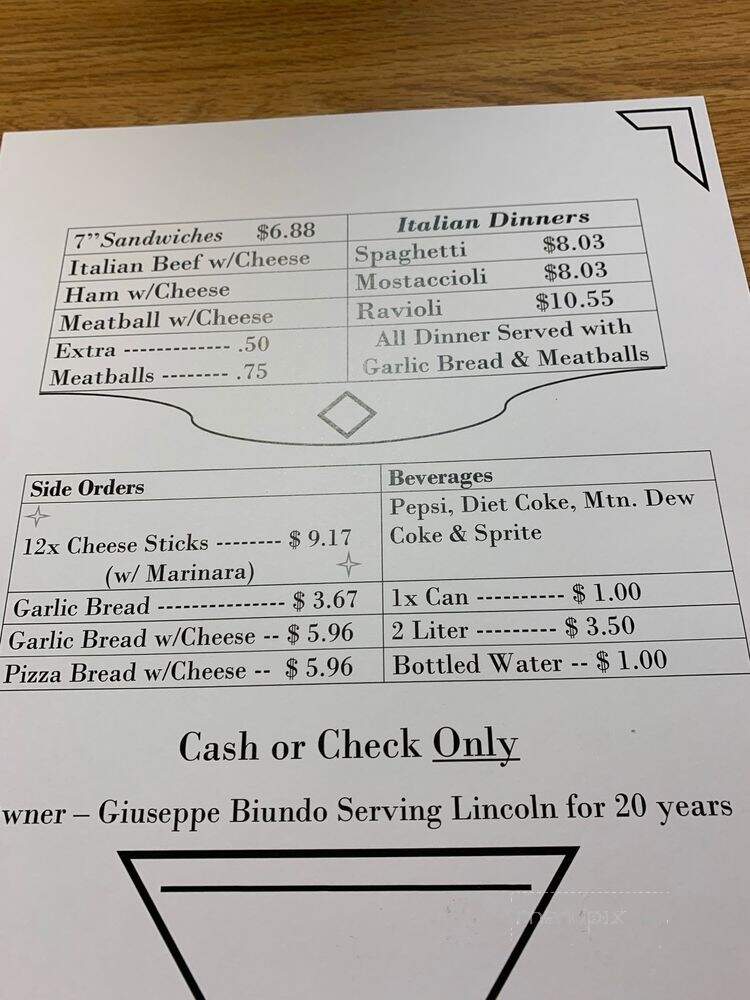 Joe's Pizzeria - Lincoln, IL menu_pic