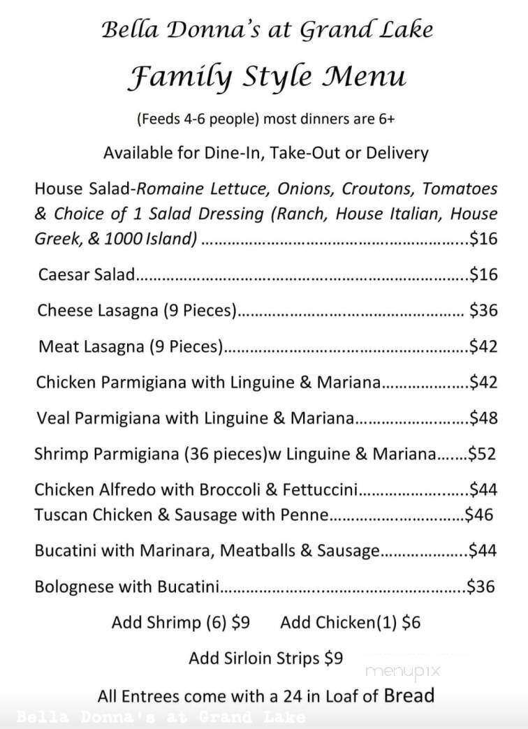 Bella Donna's at Grand Lake - Grove, OK menu_pic